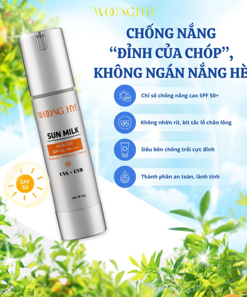 WOONG HYE - SUN MILK  SPF 50+ - KEM CHỐNG NẮNG SPF 50+