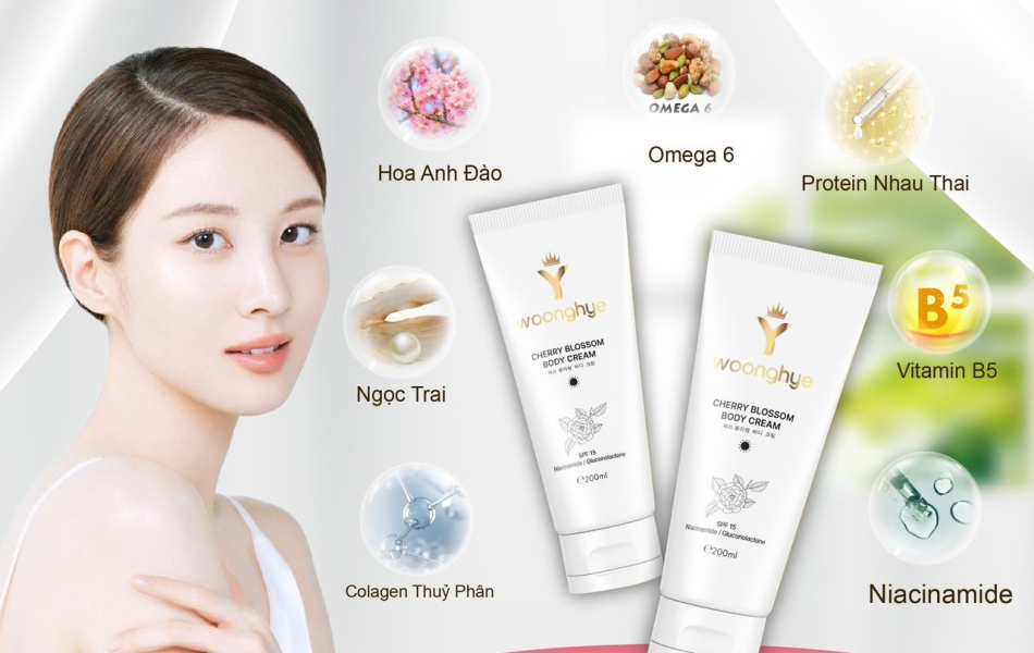 WOONG HYE - CHERRY BLOSSOM BODY CREAM - KEM DƯỠNG BODY NGÀY